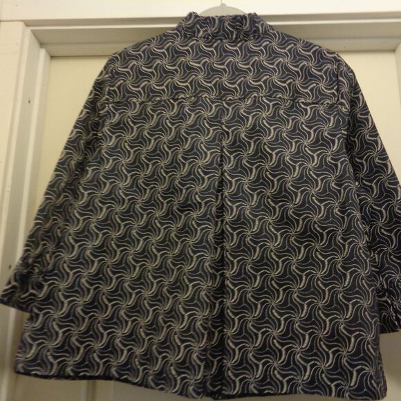 SILVER SWIRLS FUN COQUETTE GIRL NAVY & SILVER COTTONY JACKET CHRISTOPHER BANKS M - Picture 2 of 4